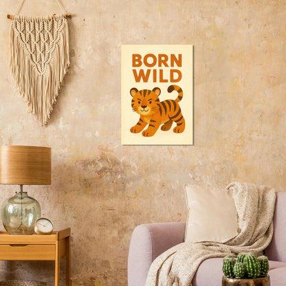 Born Wild Tiger Art Print – Playful Nursery Decor & Kids' Room Poster