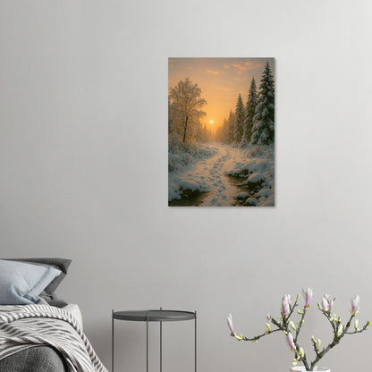 Winter Sunset Wonderland Poster - Golden Hour Forest Landscape Art Print in Various Sizes
