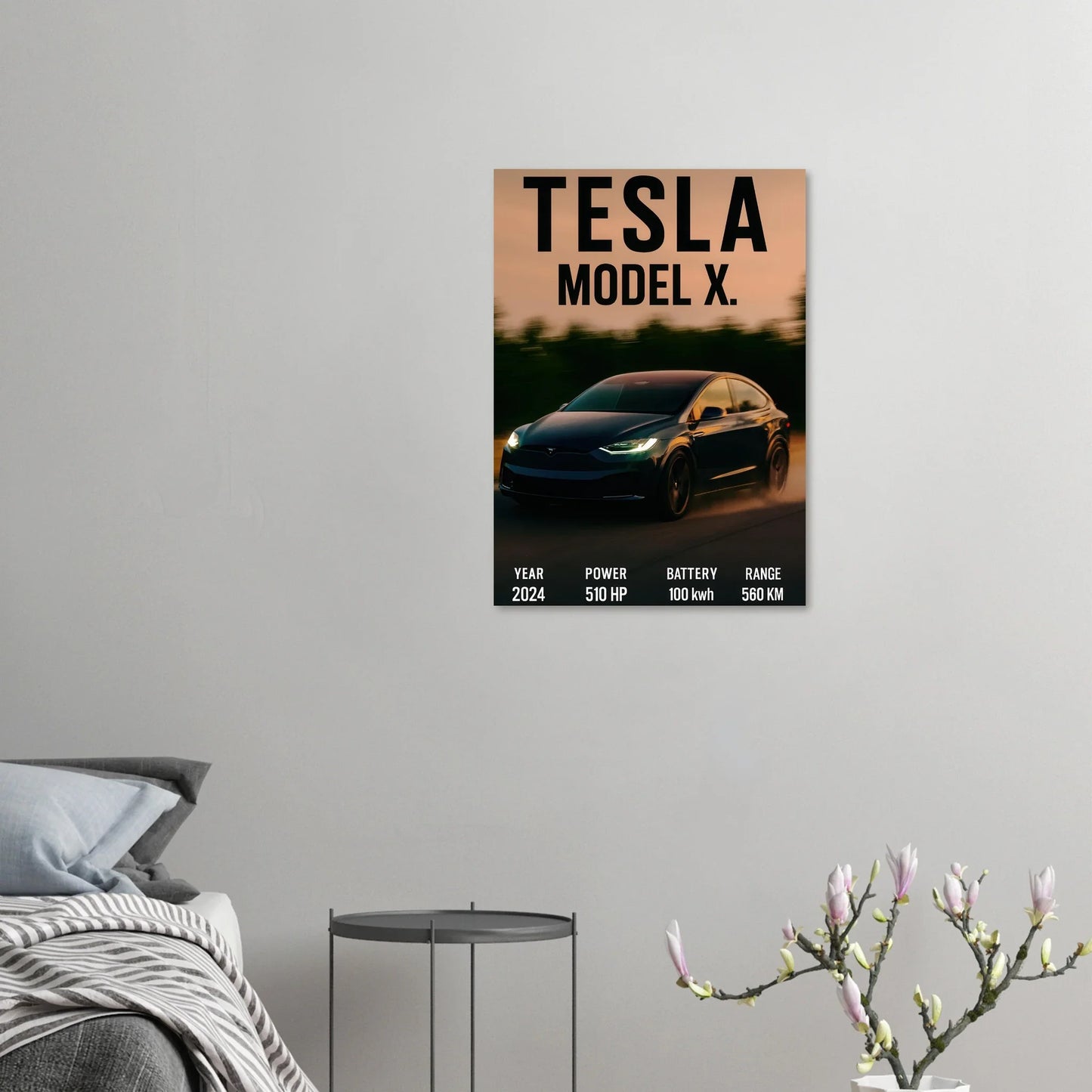 Tesla Model X Konsttryck - Modern Lyx för Väggen med Fenomenal Detaljrikedom