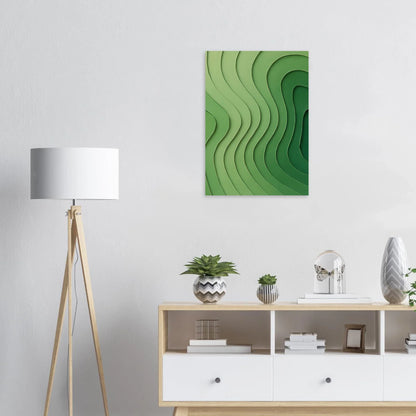 Abstrakt Grön Våg Konsttryck | Minimalistisk Landskapsaffisch i olika storlekar