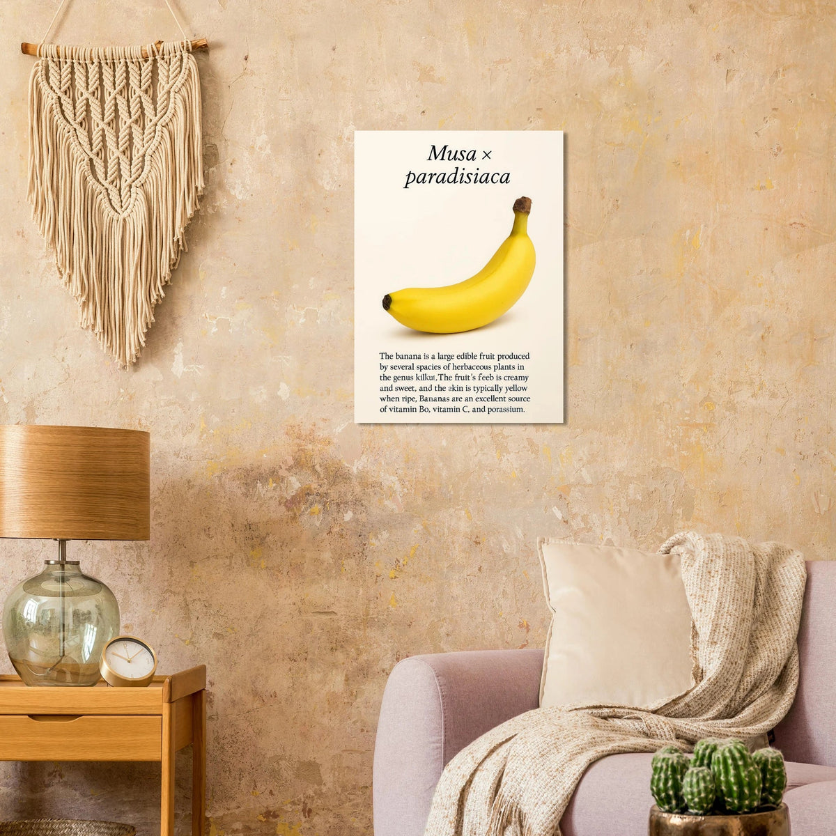 Frukter – Banan Botanisk Poster: Gul Frukt Konsttryck på Halvblankt Papper, i Flera Storlekar