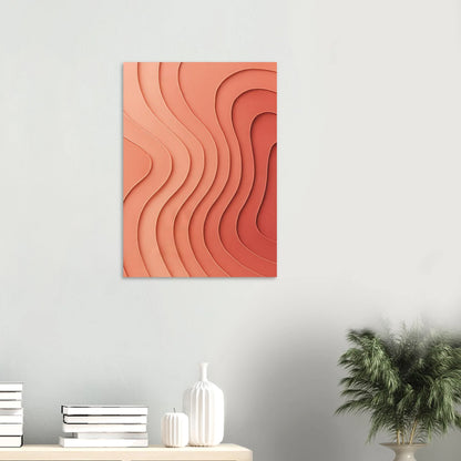Abstrakt Vågmönster Poster: Minimalistisk Konst i Varme Aprikostoner – Välj Din Perfekta Storlek