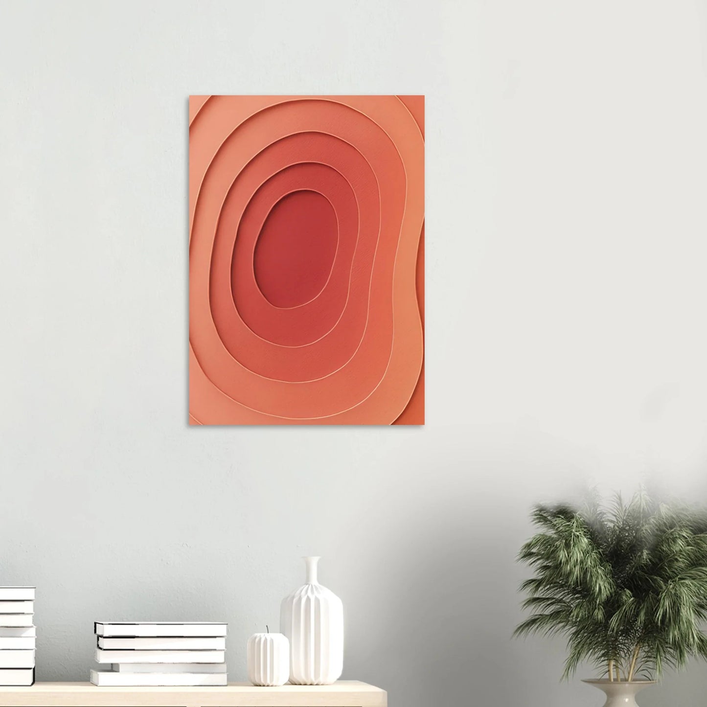 Abstrakt Värme: Minimalistisk Konturkonst i Terrakotta & Persika - Premiumposter i Valfri Storlek