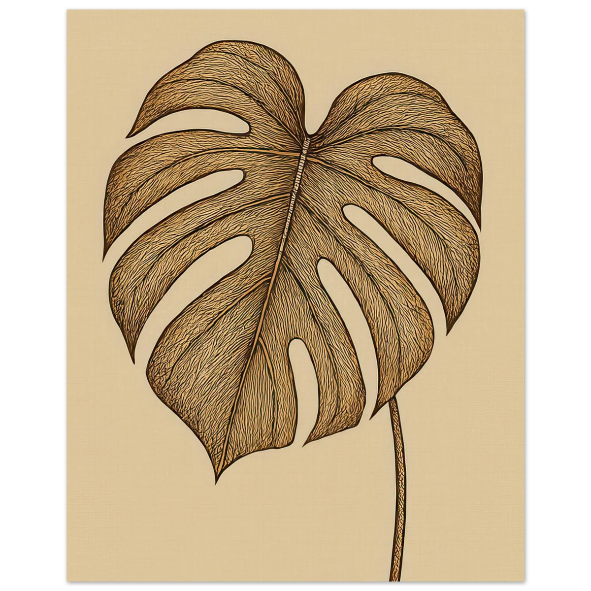 Frukter: Elegant Monstera Leaf Art Print – Elevate Your Space with Nature's Golden Touch, Available in Multiple Sizes