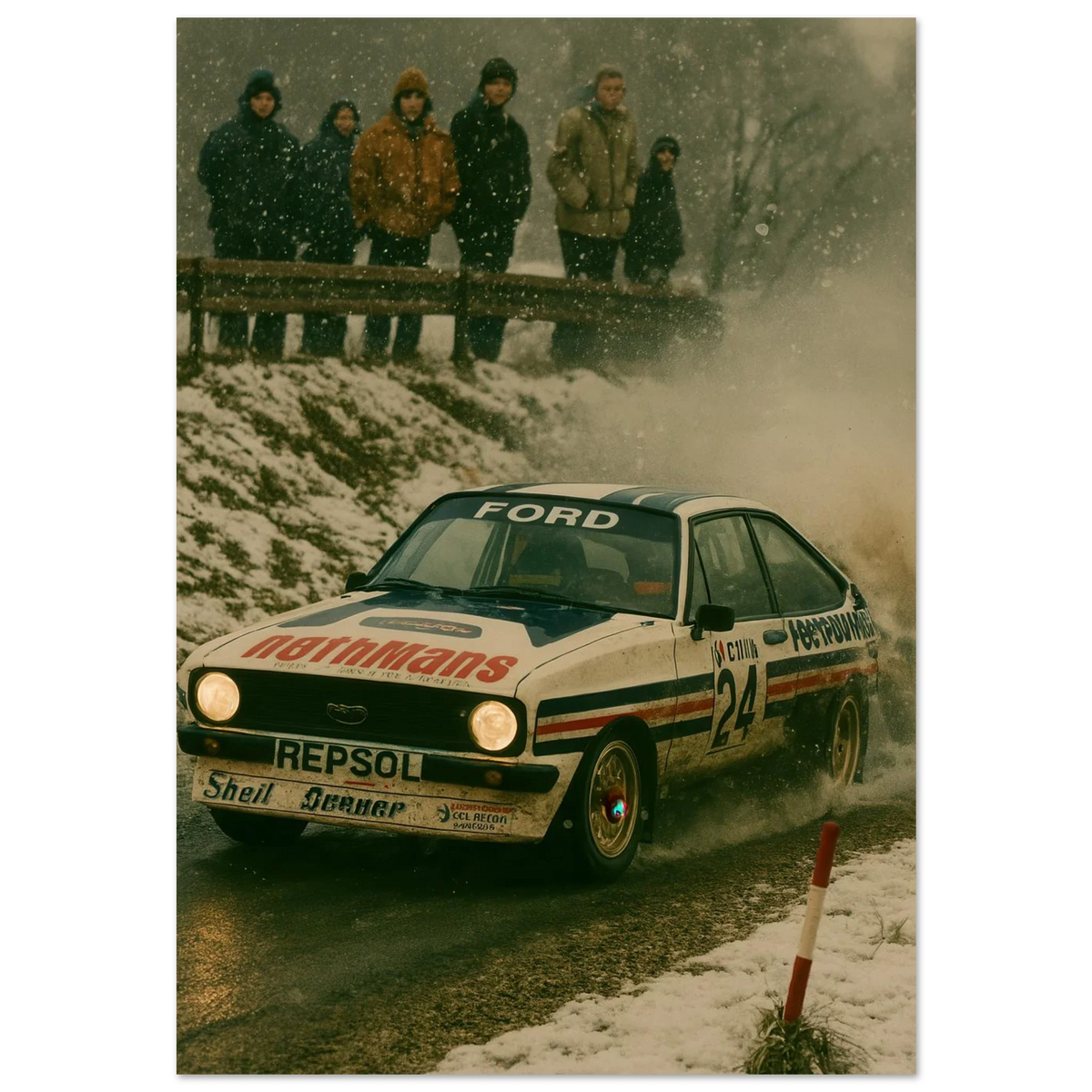 Bilar: Episk Rallyaction – Klassisk Vintage Bilkonst i Flera Storlekar