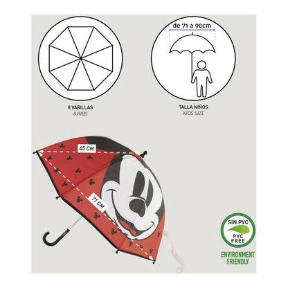 Paraply Mickey Mouse för barn, röd, EVA-material