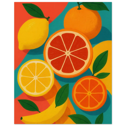 Frukter: Vibrant Citrus & Banana Pop Art Print for a Zesty Home Decor Makeover