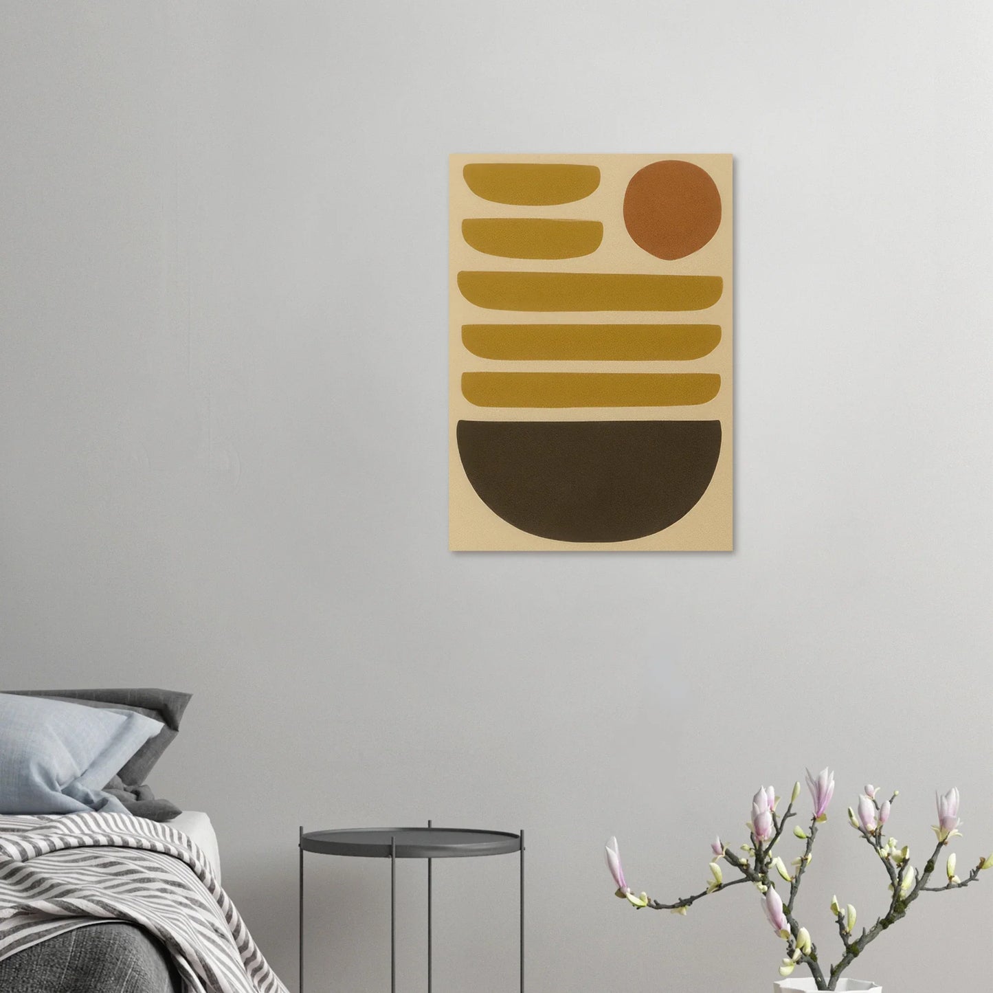 Minimalistisk Solnedgång Abstrakt Konsttryck – Jordnära Toner, Premium Halvblank Poster i Flera Storlekar