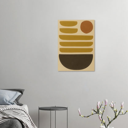 Minimalistisk Solnedgång Abstrakt Konsttryck – Jordnära Toner, Premium Halvblank Poster i Flera Storlekar