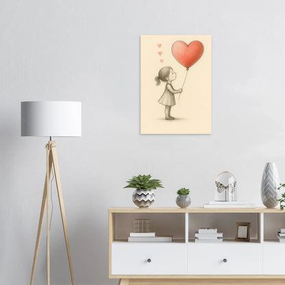 Heartfelt Wishes: Charming Little Girl with Balloon Art Print