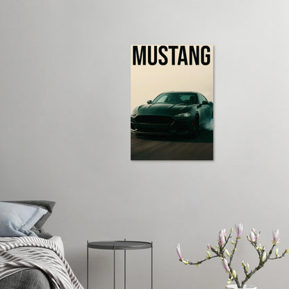 Mustang Performance Konsttryck - Svart Sportbil i Action på Högkvalitativt Papper
