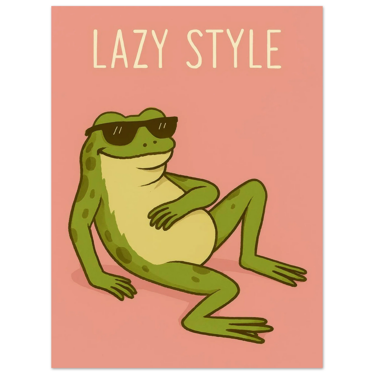 Lazy Style Chillin' Frog Poster – Retro Vibe Art Print
