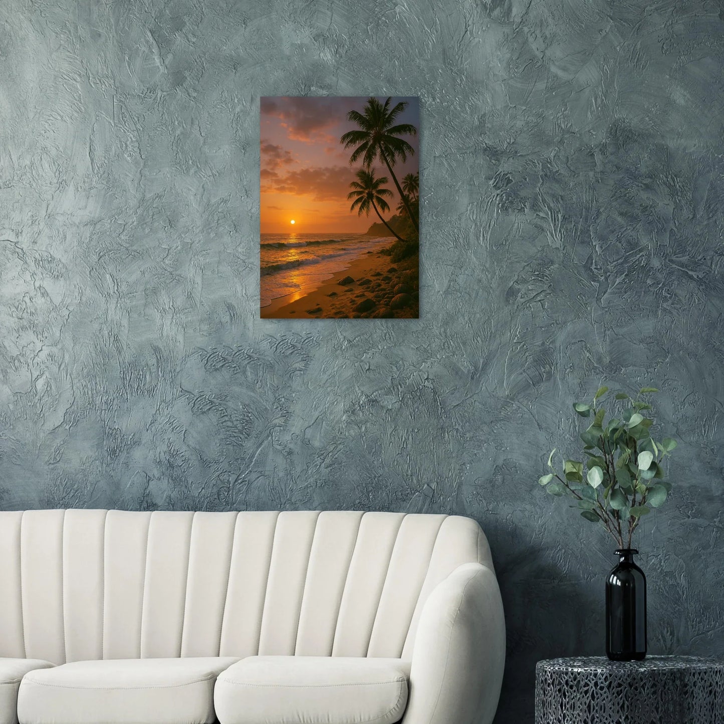 Golden Hour Tropical Sunset Poster - Vibrant Beach Art Print for Your Home