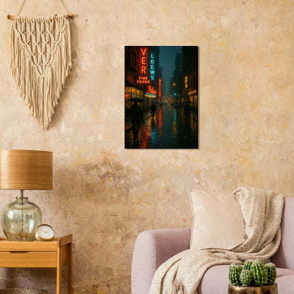 Neon Nights Rainwalk Poster - Urban Noir Cityscape Art Print in Various Sizes