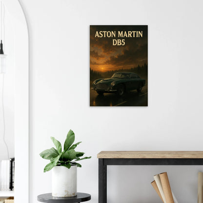Aston Martin DB5 Sunset Drive Poster – Timeless Elegance in Premium Print