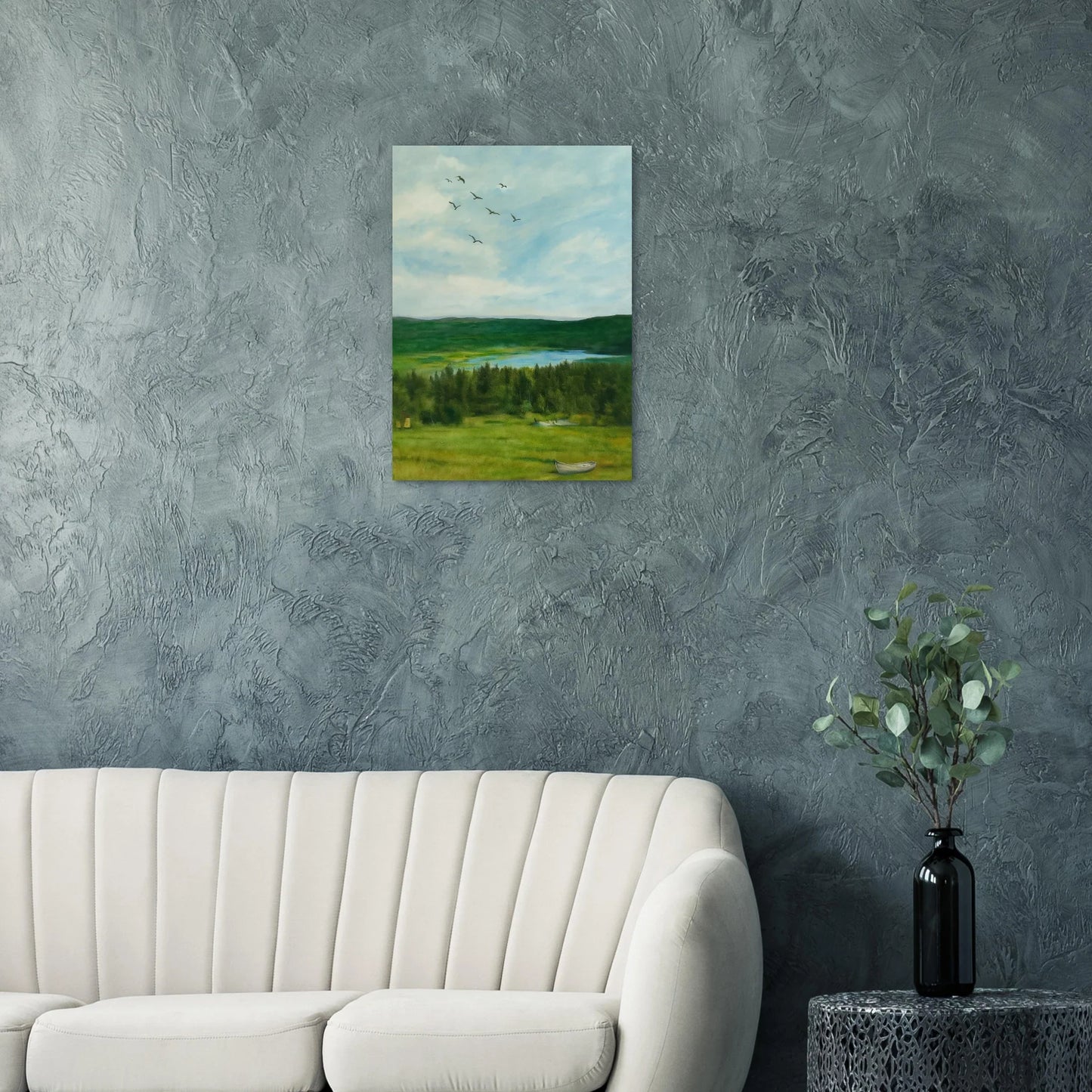 Nordic Serenity: Lake, Forest & Birds Premium Art Print – Choose Your Perfect Size