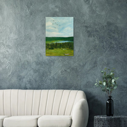 Nordic Serenity: Lake, Forest & Birds Premium Art Print – Choose Your Perfect Size