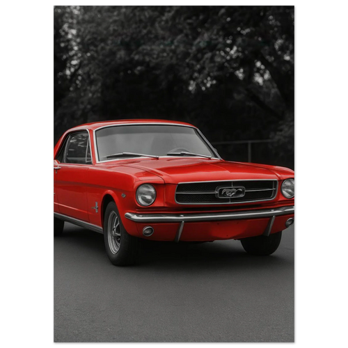 Klassisk Röd Mustang Poster - Tidlös Bilkonst för Entusiasten