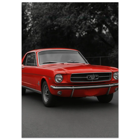 Klassisk Röd Mustang Poster - Tidlös Bilkonst för Entusiasten