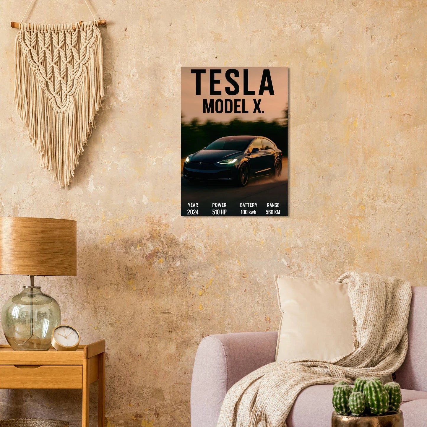 Tesla Model X Konsttryck - Modern Lyx för Väggen med Fenomenal Detaljrikedom