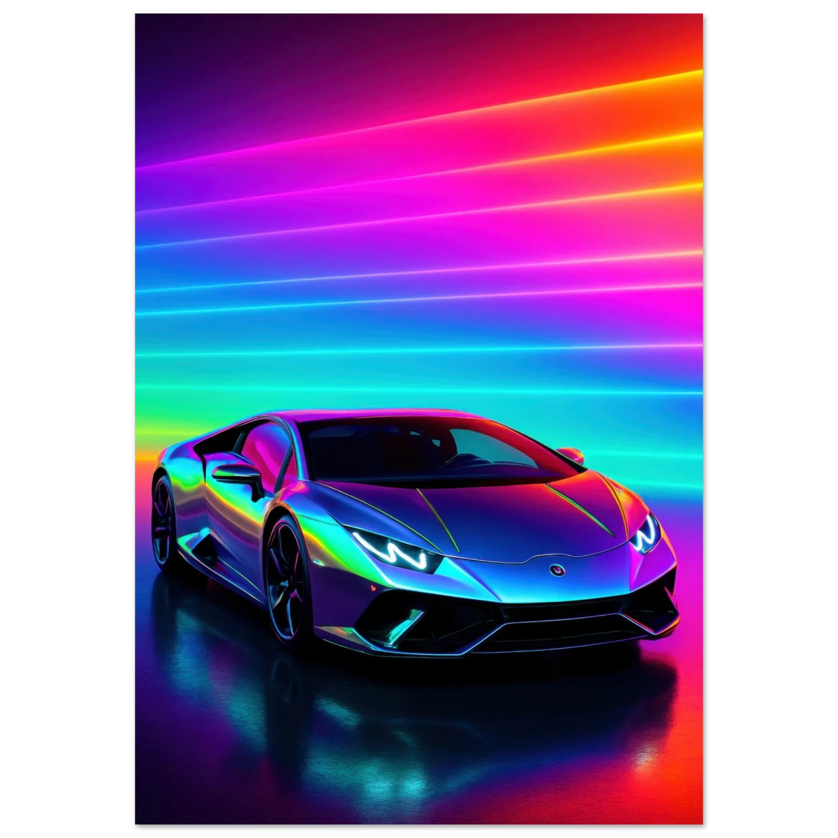 Neon Dream Racer Poster: Porsche 911 GT3 Test in Psychedelic Hues & Premium Quality
