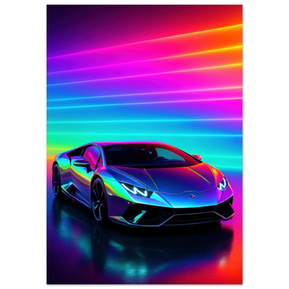 Neon Dream Racer Poster: Porsche 911 GT3 Test in Psychedelic Hues & Premium Quality