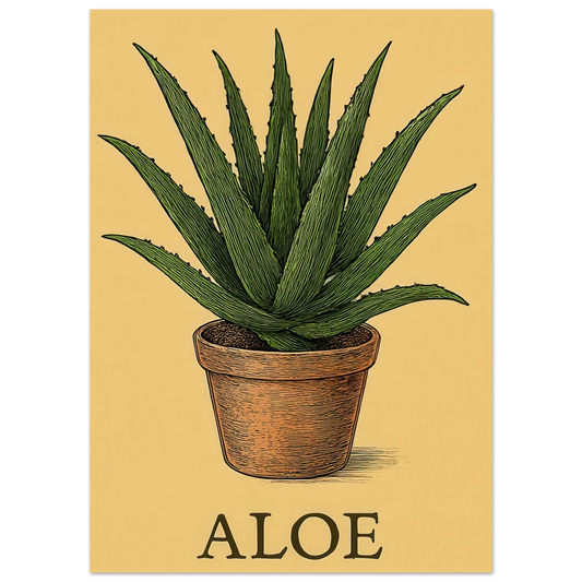 Aloe Elegance Art Print: Vintage Botanical Wall Decor on Premium Semi-Gloss Paper in Multiple Sizes