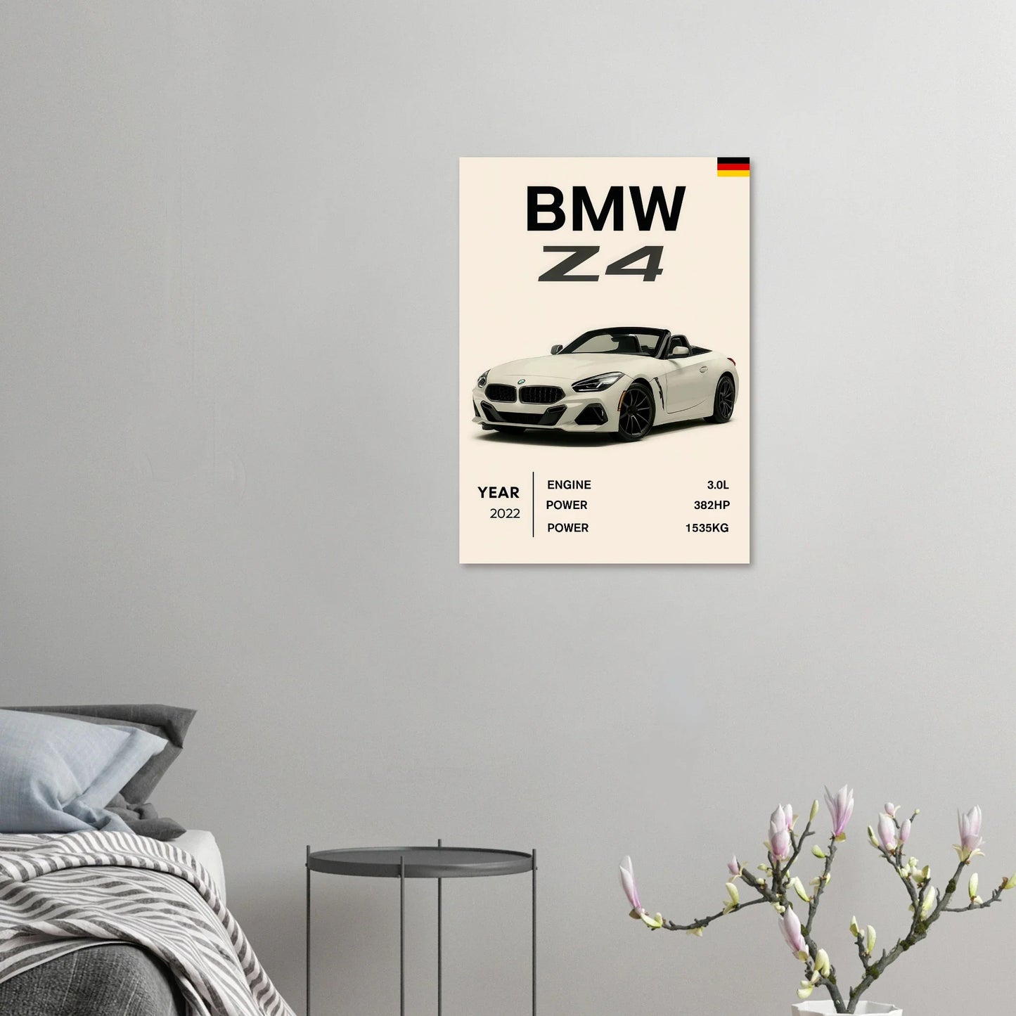 BMW Z4 2022 Sportbil Poster – Minimalistisk Design för Bilentusiasten