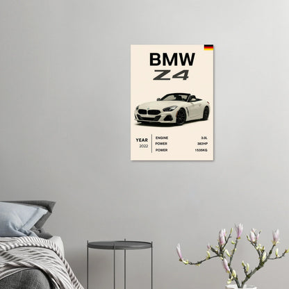 BMW Z4 2022 Sportbil Poster – Minimalistisk Design för Bilentusiasten