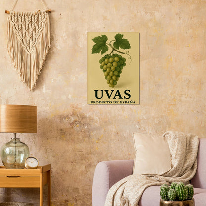 Vintage "Uvas" Product of Spain Poster - Classic Vineyard Wall Art Print for Your Home