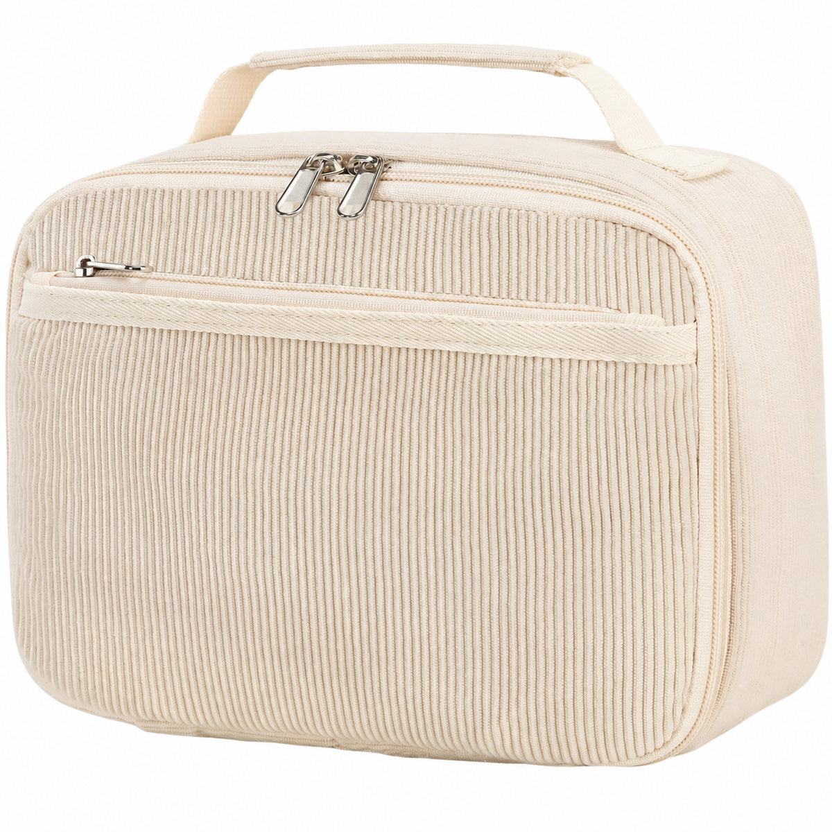Corduroy Lunch Bag with Zip Pockets