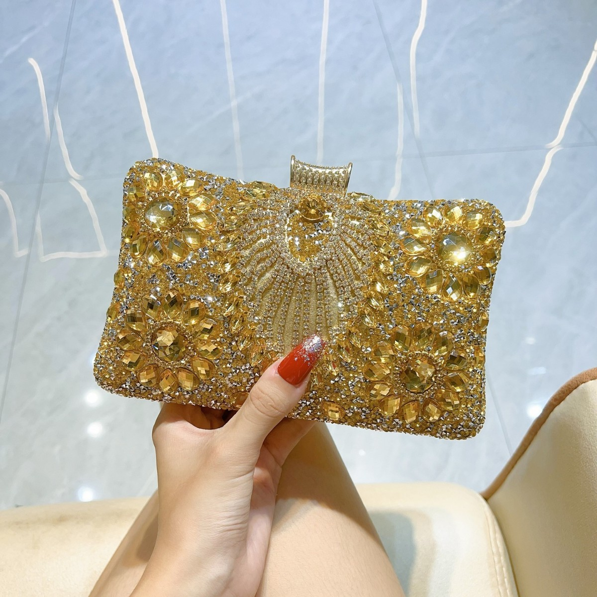Floral Rhinestone Clutch