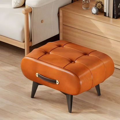 Tufted Footstool with Carry Handle