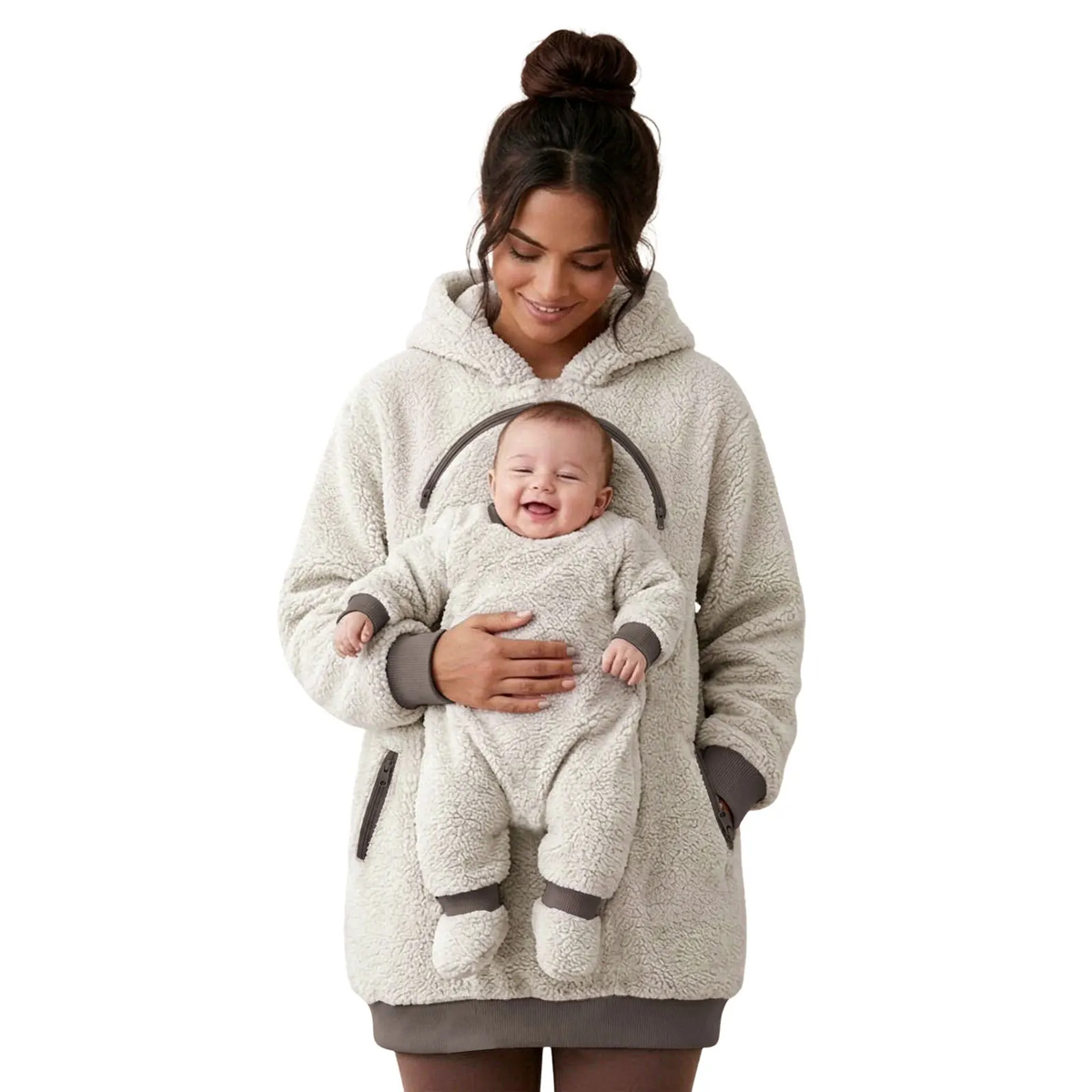Sherpa Fleece Baby Pouch Hættetrøje