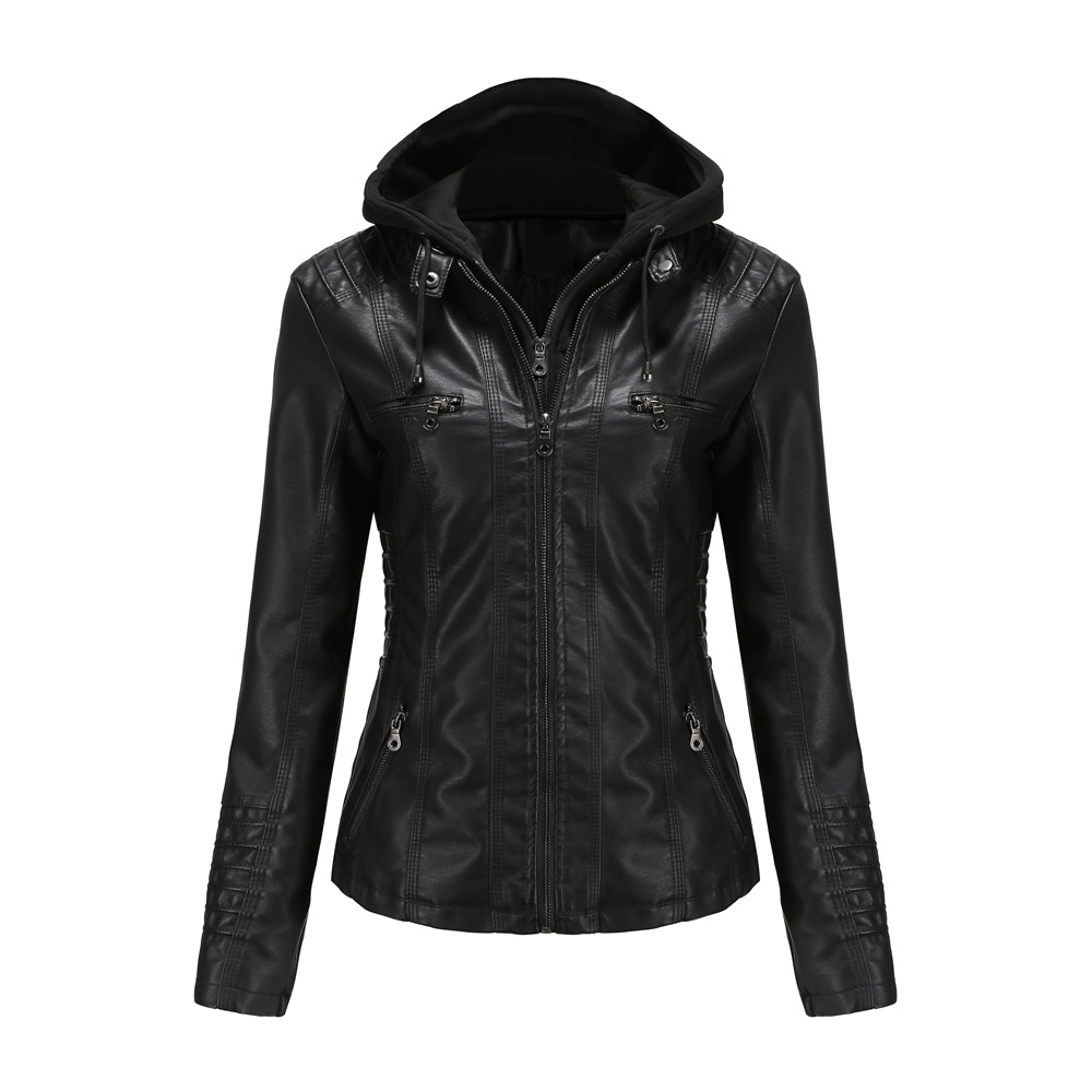 Hooded PU Leather Jacket
