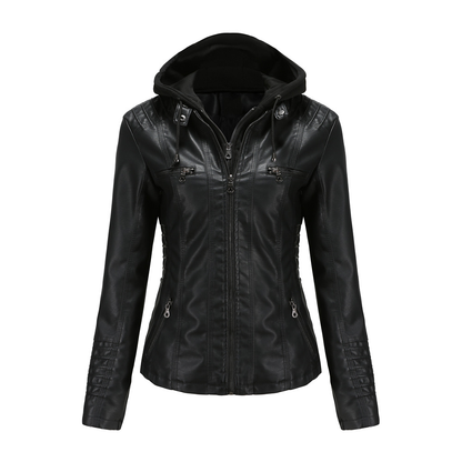 Hooded PU Leather Jacket