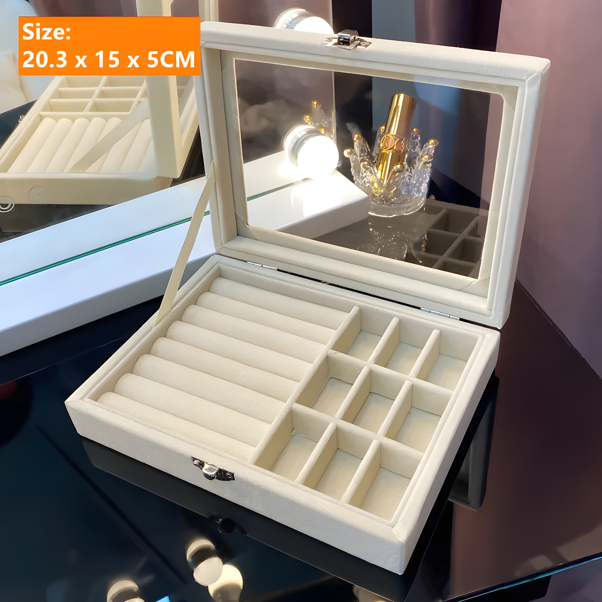 Three-Layer Velvet Jewelry Box