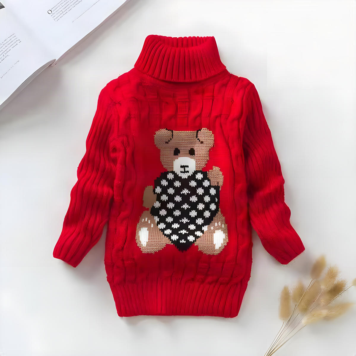 Bear Turtleneck Kids Sweater