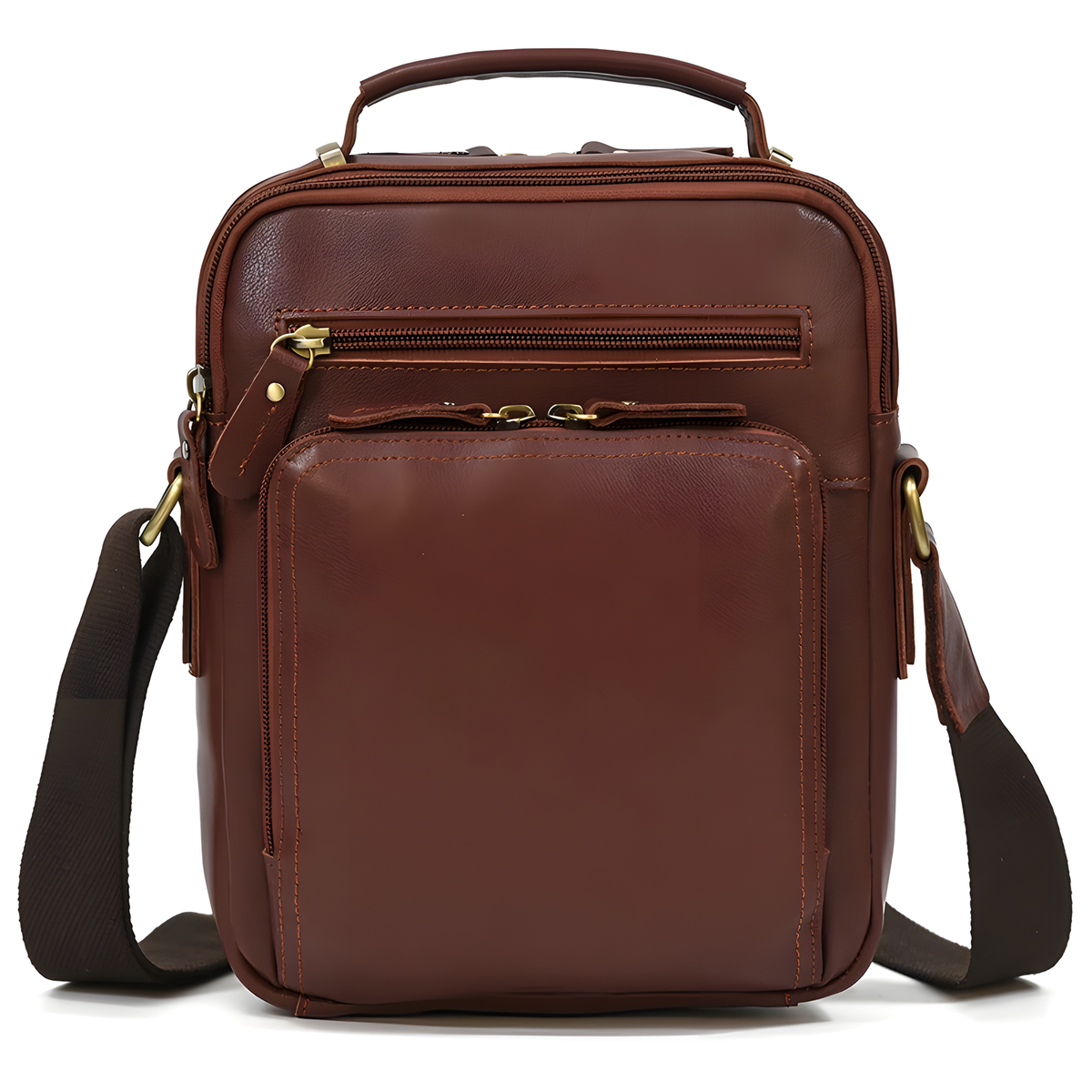 Multi-Zip Shoulder Messenger Bag