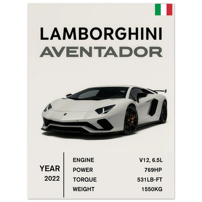 Lamborghini Aventador Modern Bilaffisch - Lyxig Superbil Konstavla