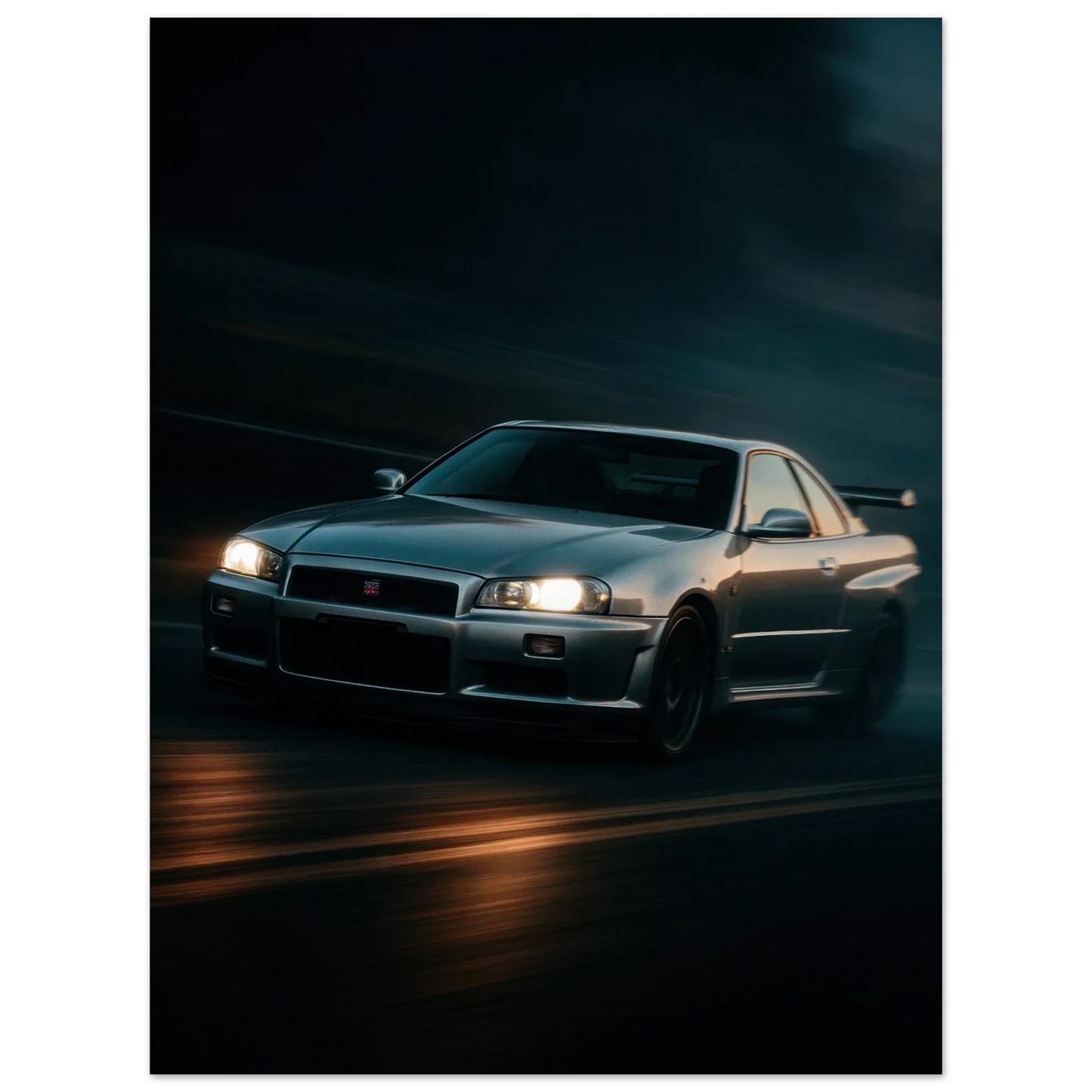 Nissan Skyline Night Drive Poster - Premium Automotive  Art Print