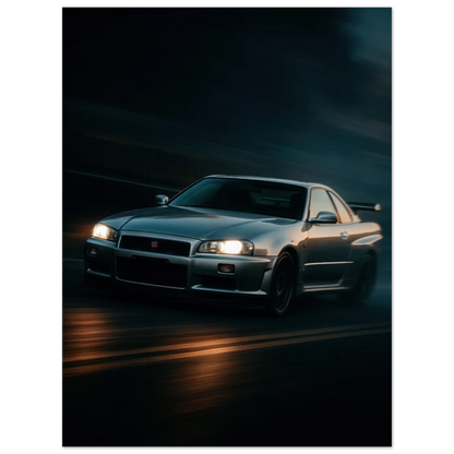 Nissan Skyline Night Drive Poster - Premium Automotive  Art Print
