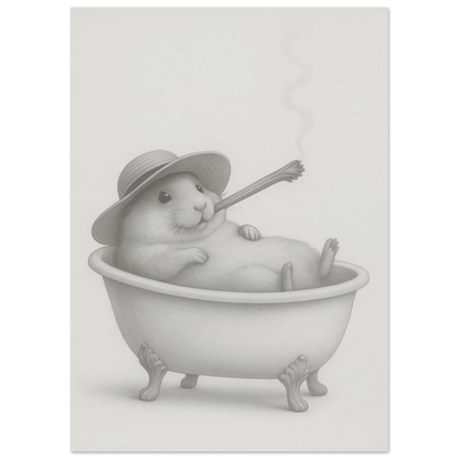 Relaxing Rodent: Whimsical Bathtub Hamster Art Print – Choose Your Perfect Size!