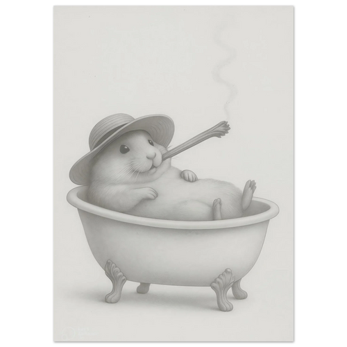 Relaxing Rodent: Whimsical Bathtub Hamster Art Print – Choose Your Perfect Size!