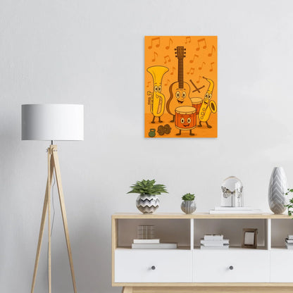 Melodiösa Vänner: Lekfull Poster med Musikinstrument för Barnrummet i Olika Storlekar