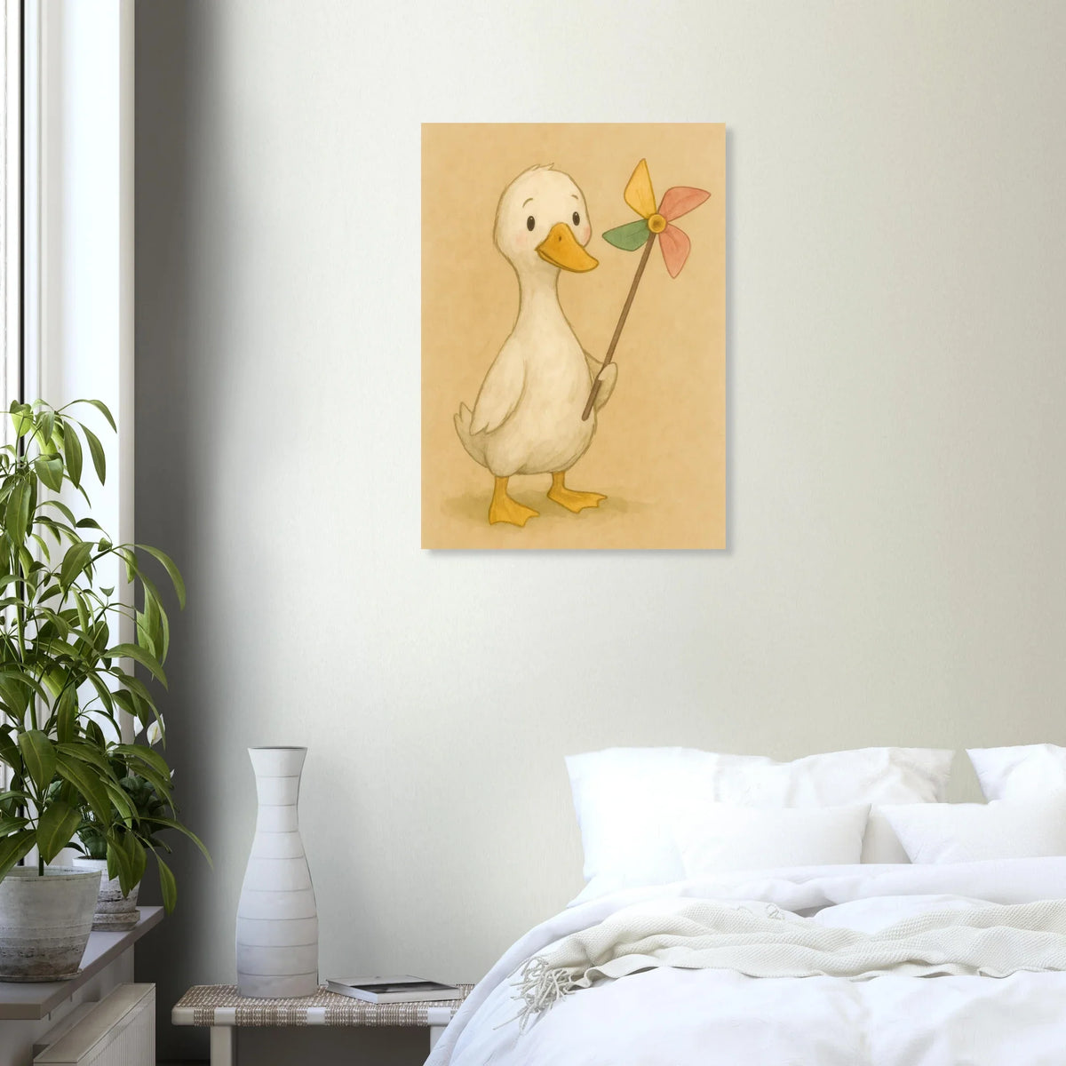 Barnyard Charm: Little Duck with Pinwheel – Vintagestil Poster