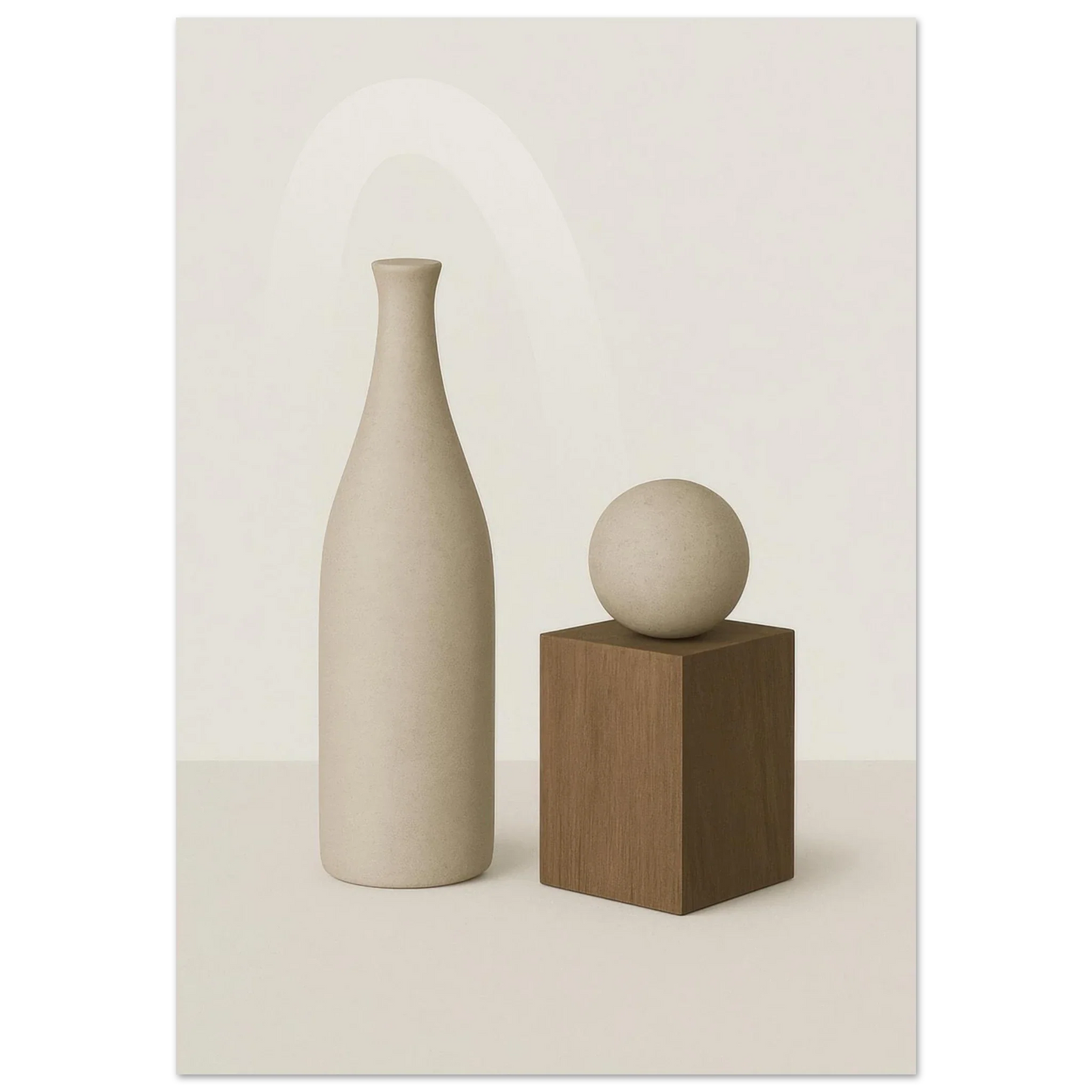 Minimalist Abstract Beige & Wood Poster - Serene Earth Tones Art Print