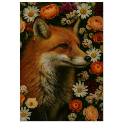 Djur: Blomsterfox – Förtrollande Rävkonsttryck i Levande Färger