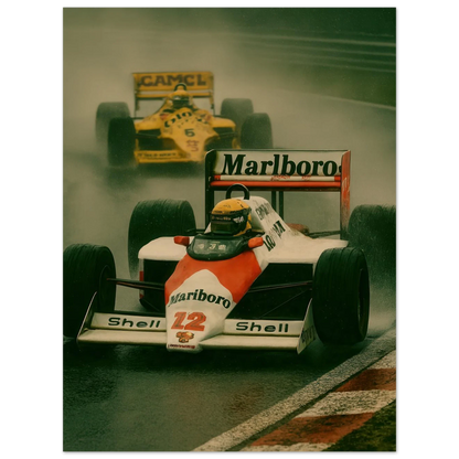 Racing Legacy: F1 Classic Poster – Dynamic Wet Race Art Print in Vibrant Detail