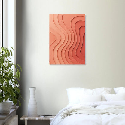 Abstrakt Vågmönster Poster: Minimalistisk Konst i Varme Aprikostoner – Välj Din Perfekta Storlek